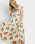Ivory Hydrangea Print Midi Dress