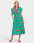 Teal Hydrangea Print Midi Dress