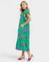 Teal Hydrangea Print Midi Dress