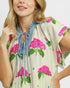 Ivory Hydrangea Print Midi Dress