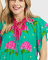 Teal Hydrangea Print Midi Dress