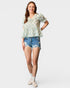 Ivory & Blue Bow Print Lace Collar Blouse