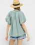 Sage Lace Detail Puff Sleeve Blouse