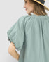 Sage Lace Detail Puff Sleeve Blouse