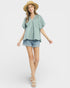 Sage Lace Detail Puff Sleeve Blouse