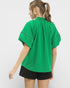 Emerald Lace Trim Flutter Sleeve Blouse