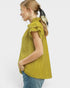 Chartreuse Lace Trim Textured Flutter Sleeve Top