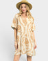 Cream & Latte Leaf Print Mini Dress