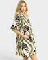 Cream & Black Leaf Print Mini Dress