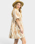 Cream & Latte Leaf Print Mini Dress