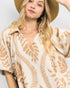 Cream & Latte Leaf Print Mini Dress