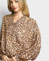 Tan Leopard Long Sleeve Blouse