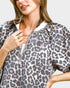 Cream Leopard Contrast Collar Mini Dress