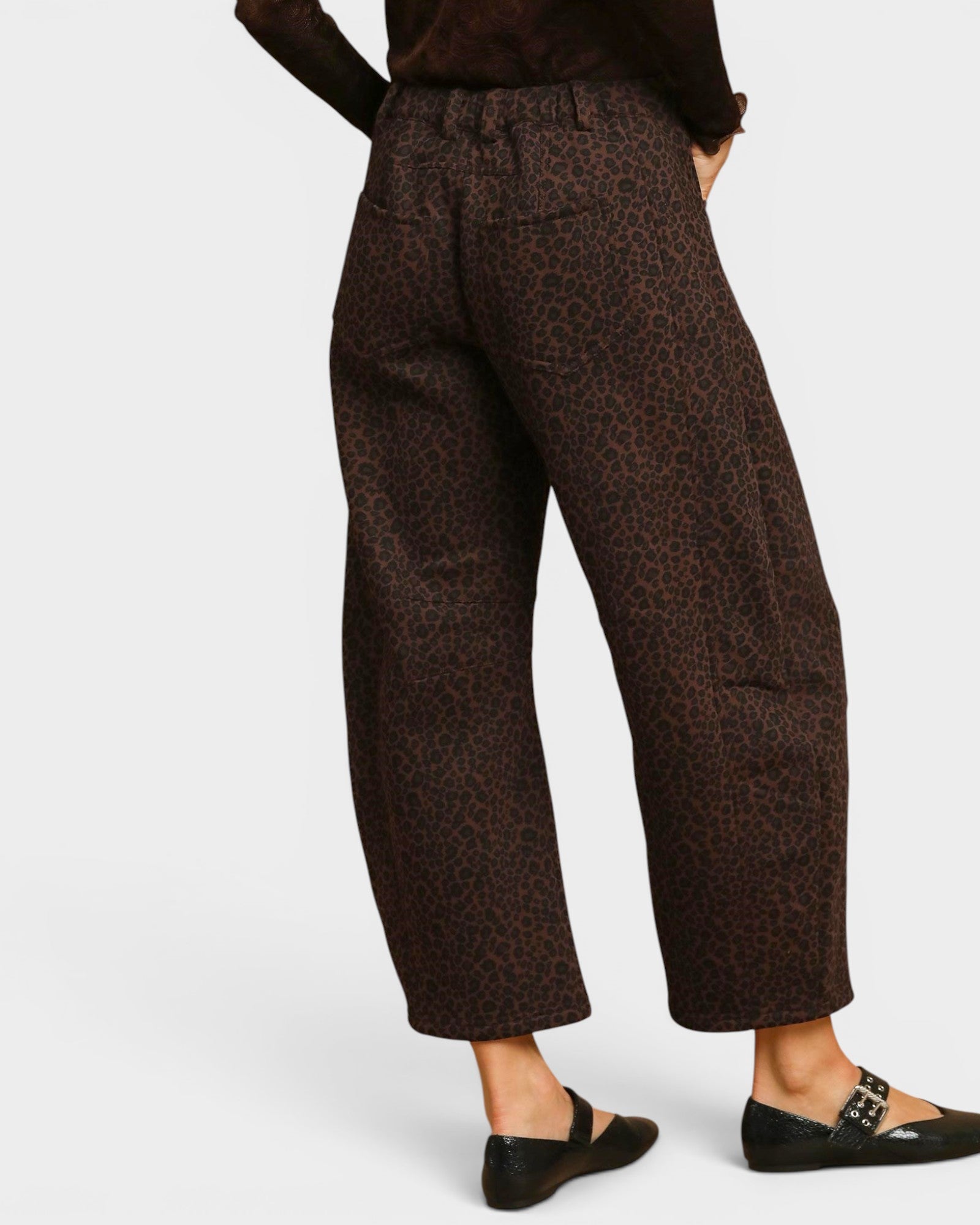 Dark Brown Leopard Barrel Pants