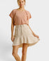 Ecru Denim Ruffle Mini Skirt