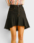 Black Denim Ruffle Mini Skirt