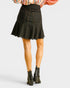 Black Denim Ruffle Mini Skirt