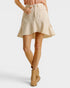 Ecru Denim Ruffle Mini Skirt