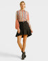 Black Denim Ruffle Mini Skirt