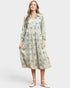 Palm Green Botanical Linen Midi Dress