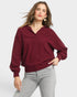 Burgundy Linen-Cotton Pullover Top