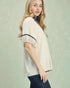 Ivory Embroidered V-Neck Puff Sleeve Top