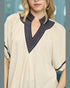 Ivory Embroidered V-Neck Puff Sleeve Top
