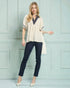 Ivory Embroidered V-Neck Puff Sleeve Top