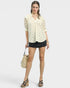 Cream Floral Lace Puff Sleeve Blouse