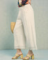 Oatmeal Elastic Waist Lace Hem Wide Leg Pants