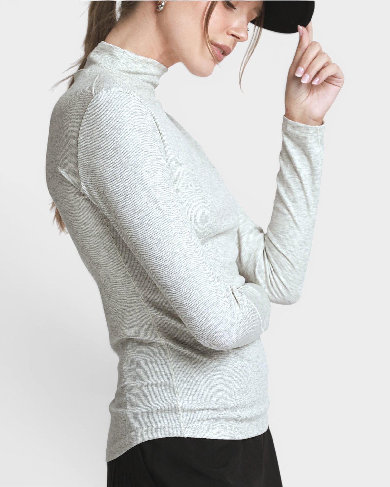 Heather Gray Mock Neck Long Sleeve Top