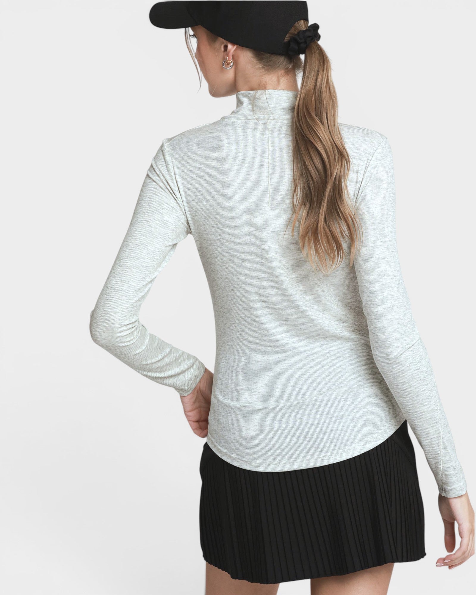 Heather Gray Mock Neck Long Sleeve Top