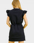 Dark Navy Ruffle Sleeve Mini Dress