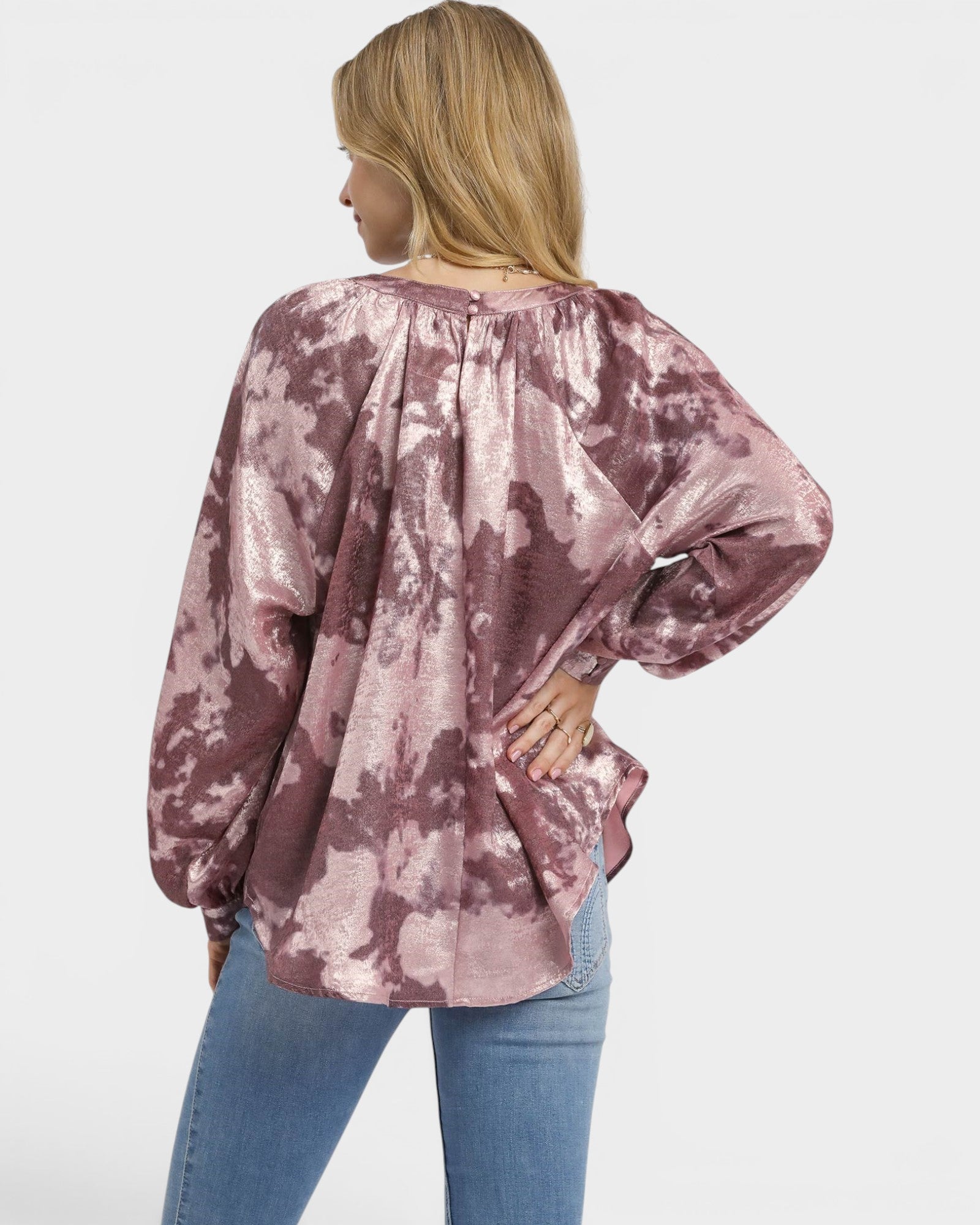 Mauve Metallic Long Sleeve Blouse