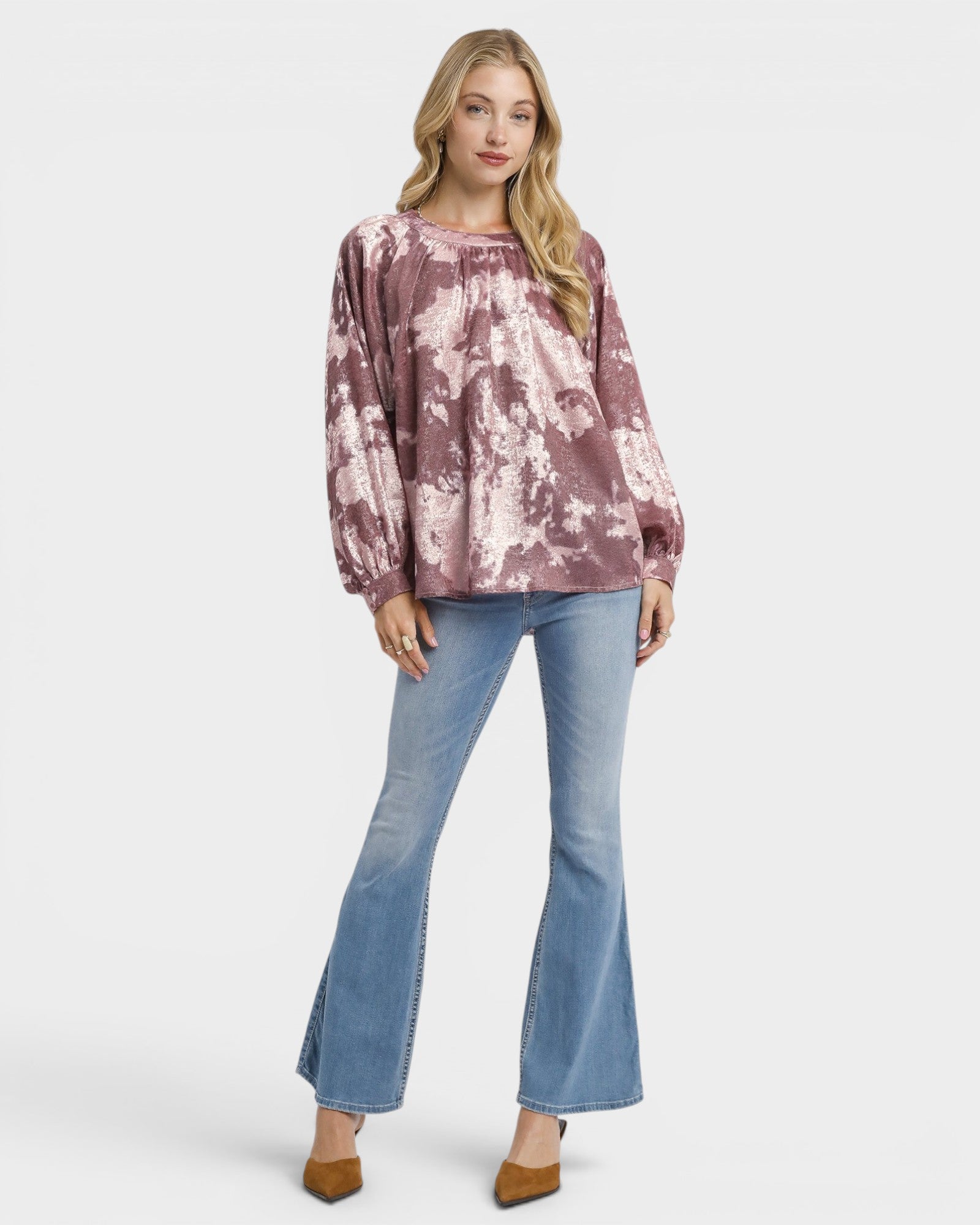 Mauve Metallic Long Sleeve Blouse