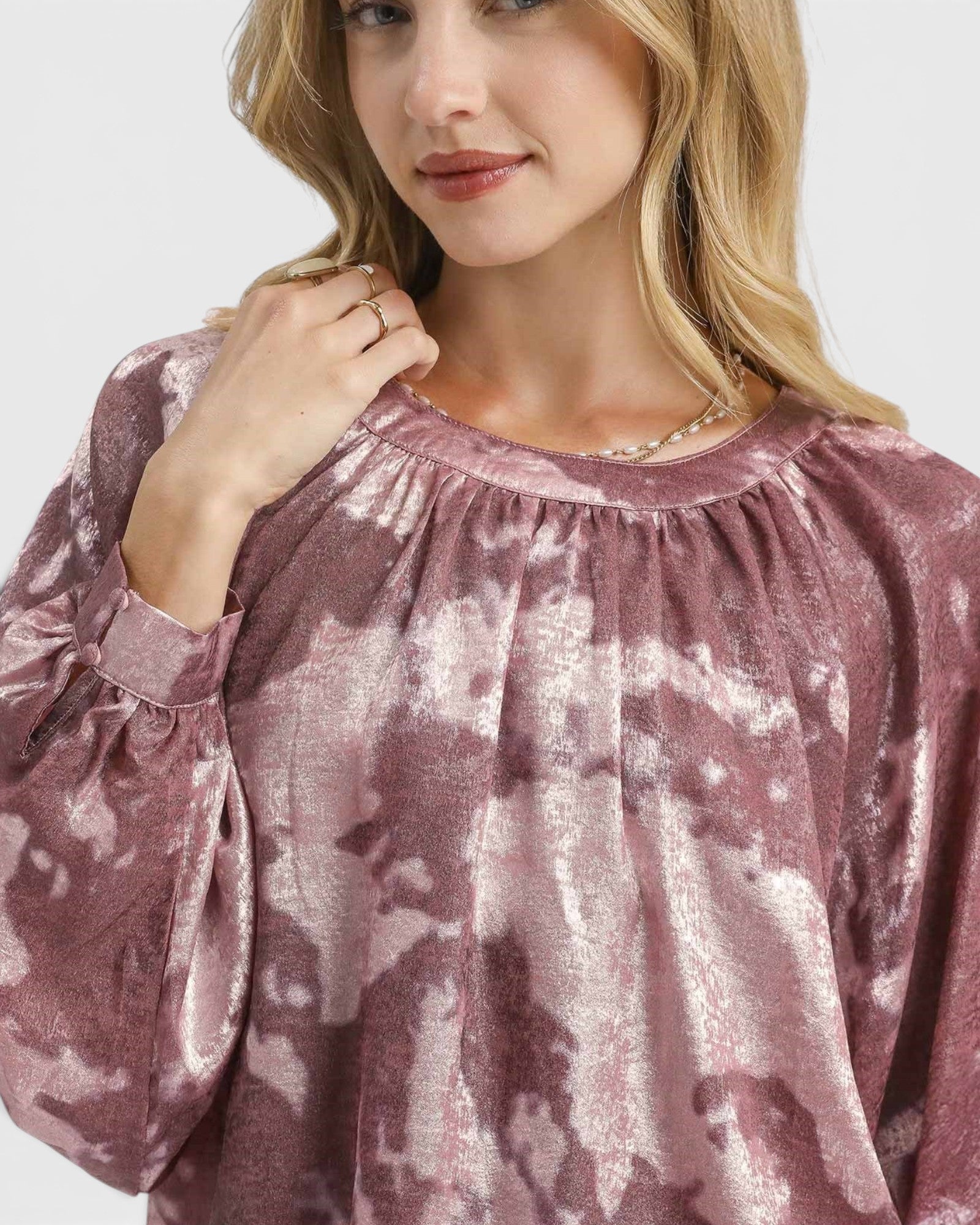 Mauve Metallic Long Sleeve Blouse