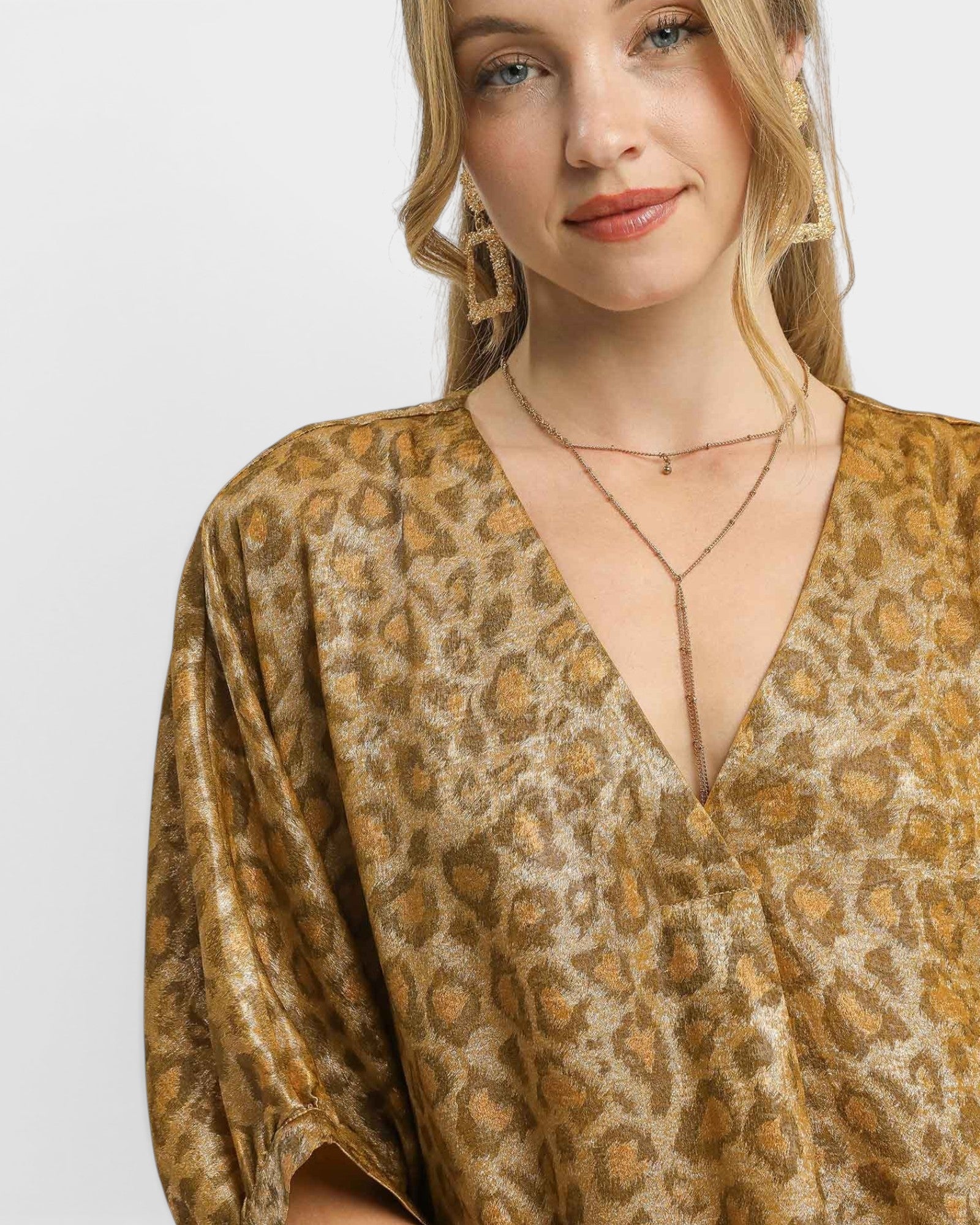 Antique Gold Metallic Leopard Tunic Dress