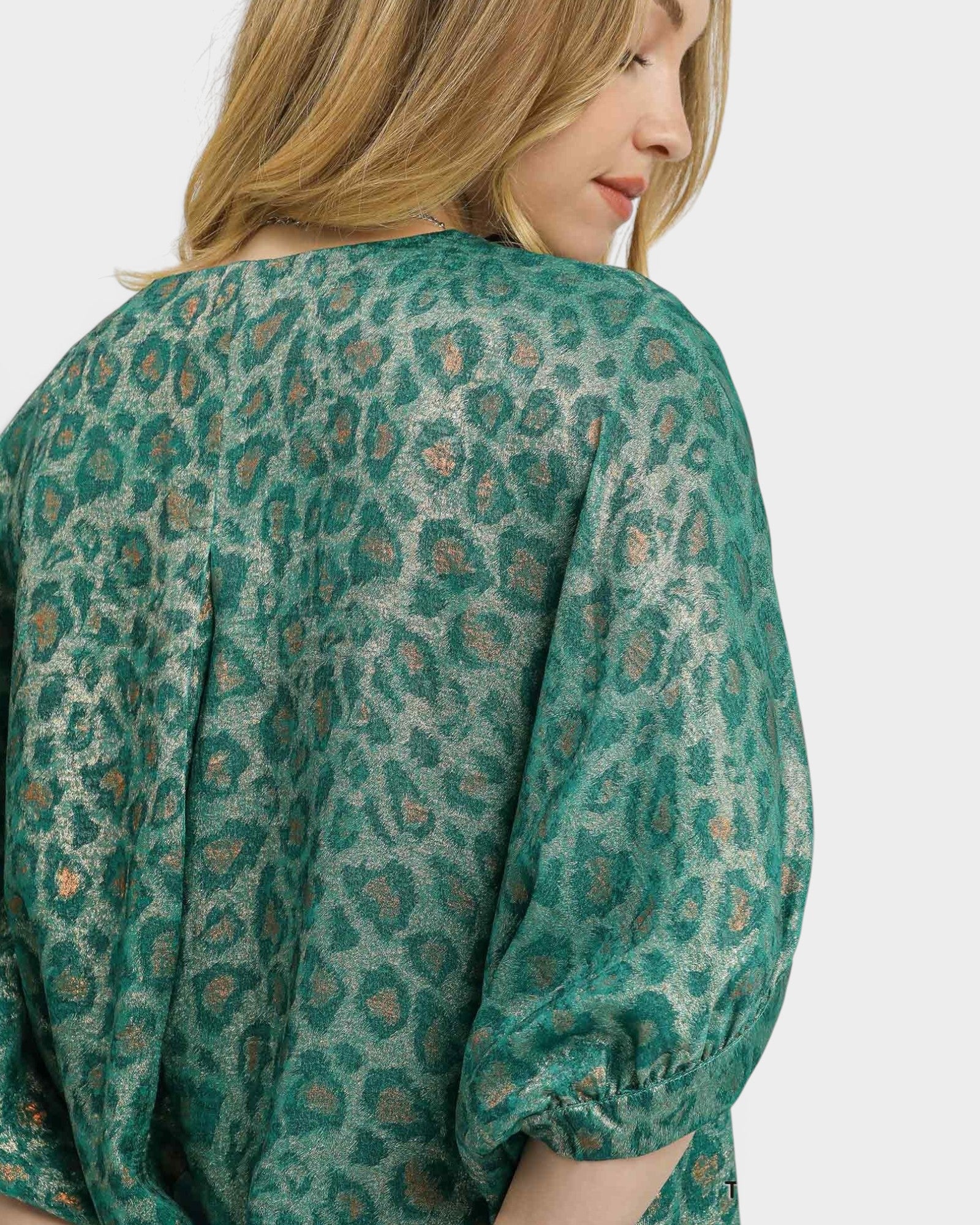 Antique Teal Metallic Leopard Tunic Dress