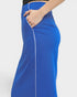 Cobalt Blue Contrast Trim Midi Skirt