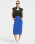 Cobalt Blue Contrast Trim Midi Skirt