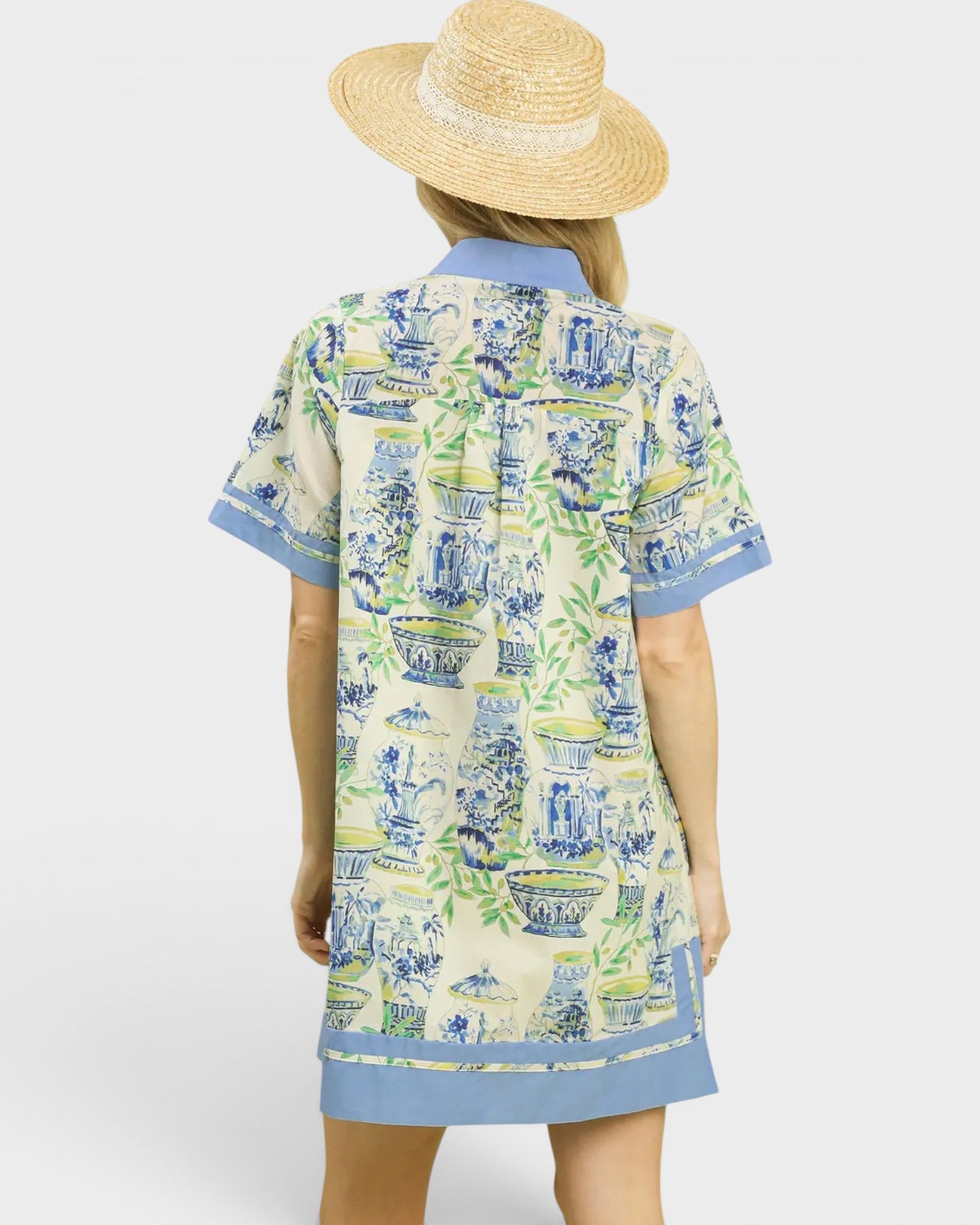 Blue Porcelain Print Mini Dress