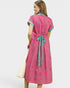Raspberry Floral Button Front Midi Dress