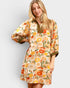 Olive Floral Contrast Trim Mini Dress
