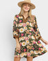 Black Floral Contrast Trim Mini Dress