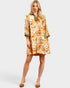 Olive Floral Contrast Trim Mini Dress