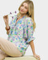 Blue Multi Floral Puff Sleeve Blouse