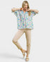 Blue Multi Floral Puff Sleeve Blouse