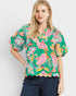 Emerald Floral Scallop Hem Top