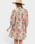 Rust Floral Ruffle Neck Dress