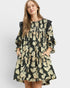Black Floral Smocked Ruffle Mini Dress